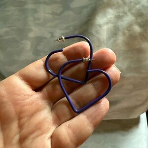 Modern purple Heart Wire Earrings